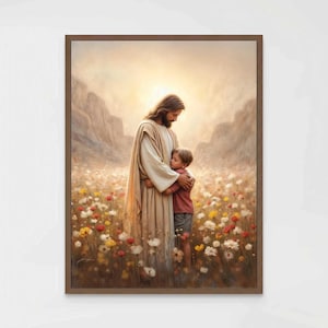 Jesus with Boy, Christian Prints, Jesus with Children, Christ Picture, Jesus and Boy, Catholic Art, Jesus Prints, Jesus Painting