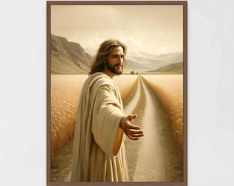 Walk with Christ, Christian Prints, Follow Jesus, Christian Art, Matthew 16 24, Bible Art, Jesus Wall Art, Jesus Painting, Picture of Jesus