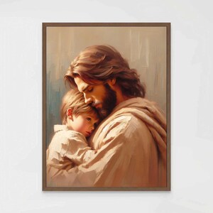 His Savior, Christian Painting, Jesus with Boy, Jesus Art Prints, LDS Art, Bible Prints, Jesus with Children, Christian Art, Christian Art