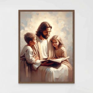 Jesus mit Kindern, Christliche Kunst, Jesus und Kinder, Christliche Malerei, LDS Kunst, Bibelkunst, Jesus Malerei, Christliche Wandkunst, Jesus Poster