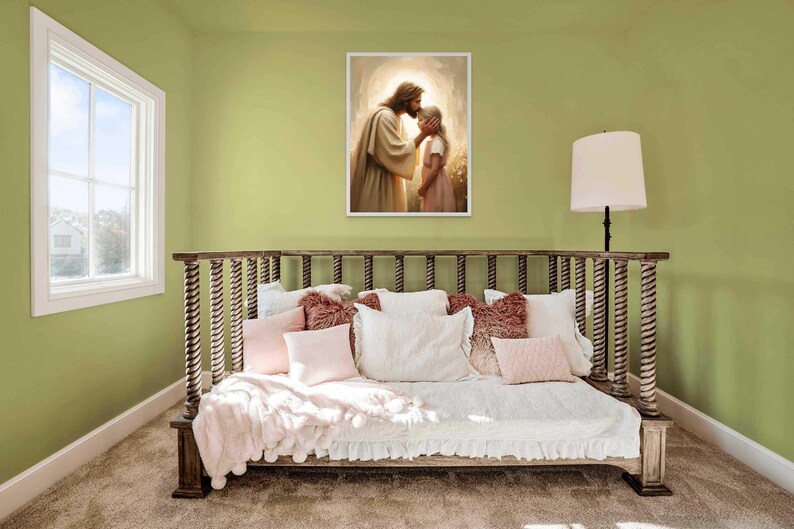 Trusting Jesus, Christian Painting, Jesus and Girl Art, Jesus Prints