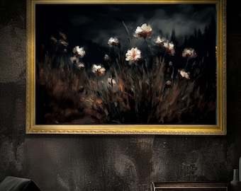 Midnight blooms | framed print, Ornate Gold Framed, Moody art, vintage oil painting, dark  art, vintage frame, dark academia