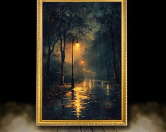 Foggy night | Ornate Gold Framed, Moody art, vintage oil painting, dark  art, vintage frame, dark academia