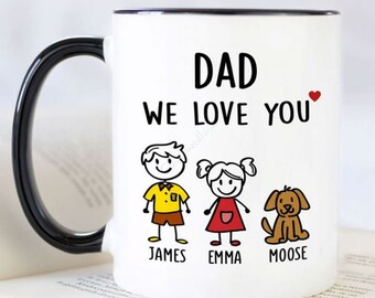 Cadeau personnalisé drôle de bâton pour le cadeau de fête des pères de tasse de papa, cadeau pour maman, cadeau pour grand-père, nom personnalisé sur les tasses