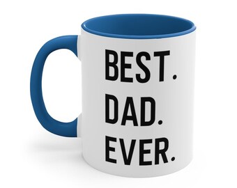 Taza impresa del Día del Padre 11 Oz - MEJOR PAPÁ DE TODOS con diseño de nombre de guión vertical, regalo para papá en el Día del Padre / Cumpleaños / Navidad