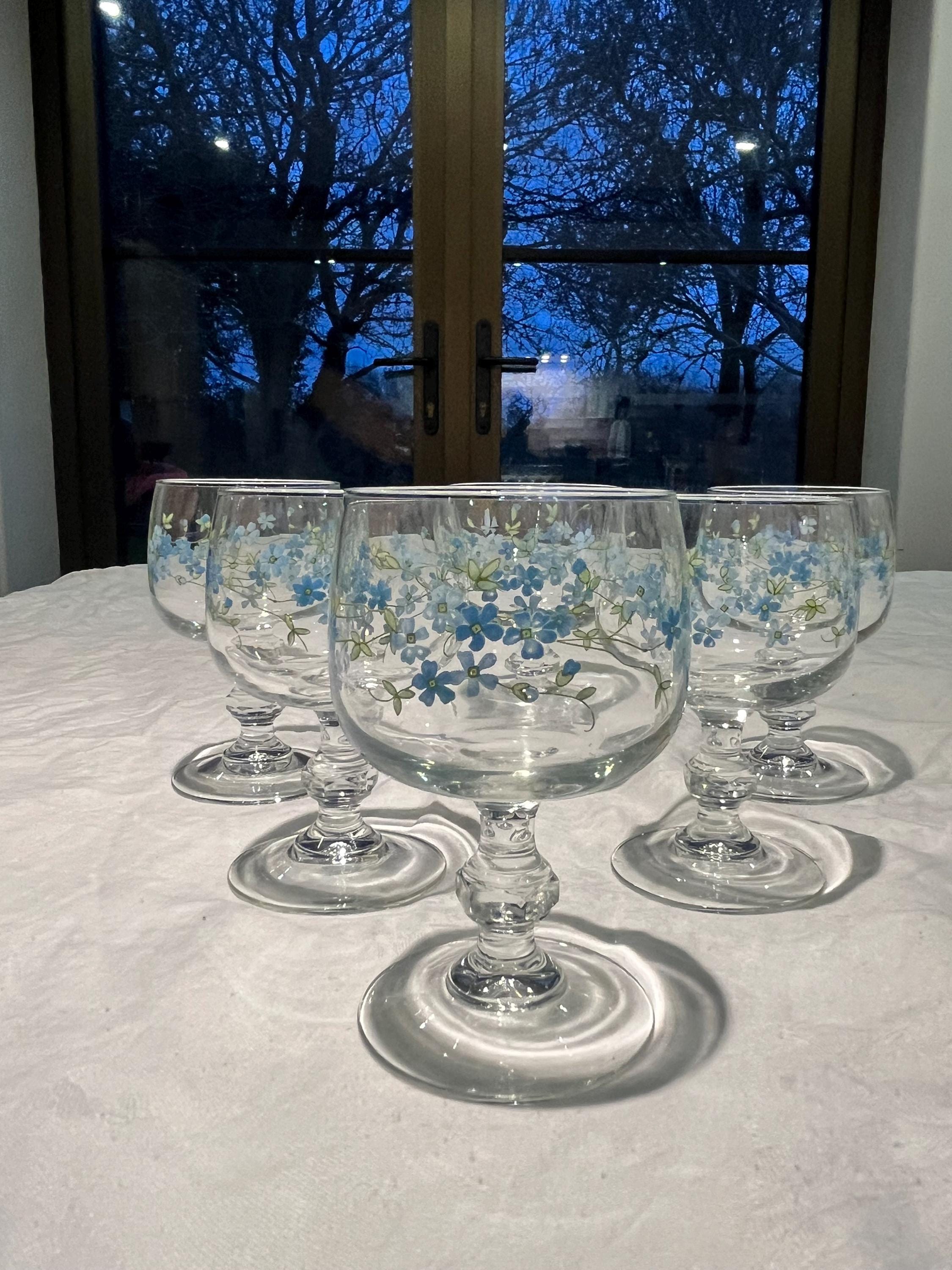 Blue Stem Wine Glass 1970s - Etsy UK