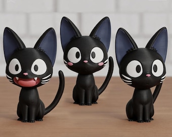 Jiji Inspired Black Cat Figure – Cute Anime Desk Decor, Kawaii Witch Cat Statue, 3D Printed Collectible (6cm, 10cm, 14cm)
