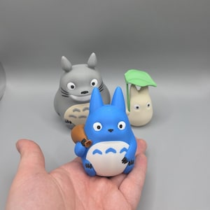 Totoro Figure Set - Studio Ghibli Inspired Grey Blue White Totoro Decor, Anime Gift, Desk Shelf Ornament (Buy 1 or Set of 3) image 5