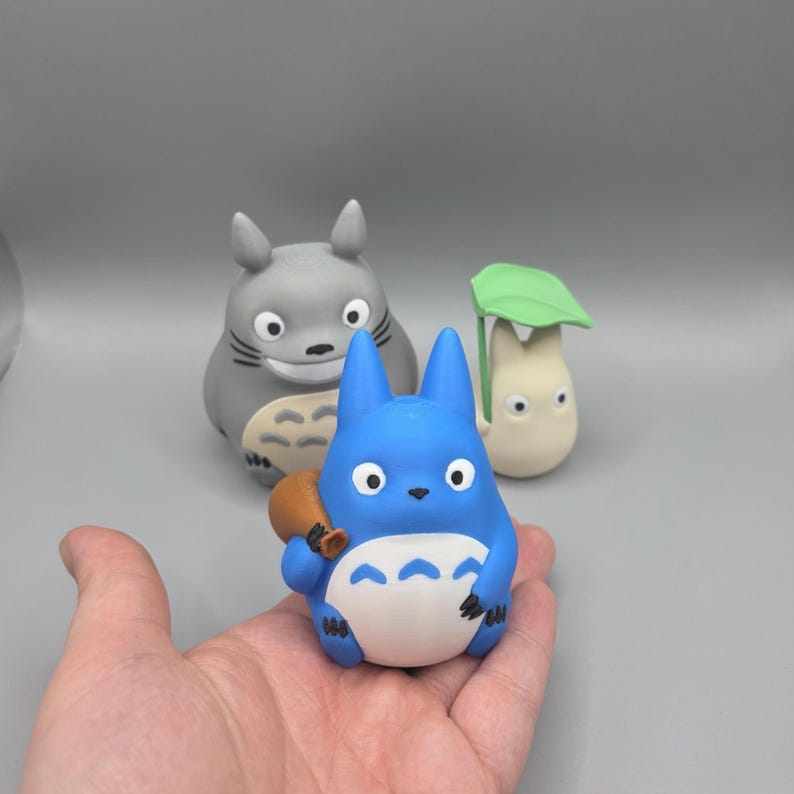 Totoro Figure Set - Studio Ghibli Inspired Grey Blue White Totoro Decor, Anime Gift, Desk Shelf Ornament (Buy 1 or Set of 3) image 5