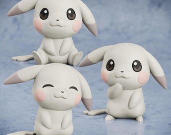 Figurine Peakychu Pokopia - Variante de Pikachu pâle à collectionner Chibi - 3 poses - 7 cm 10 cm 14 cm - Impression 3D en couleur