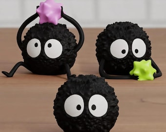 Soot Sprite Inspired Figures - Susuwatari Chibi Set, Cute Anime Desk Decor (Single or Set of 3)