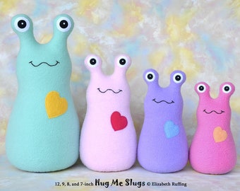 Stuffed Banana Slug Hug Me Slug Plush Toy Animal Art, Custom-made Your Choice of Color Fleece, Handmade, with Personalized Tag, approx 12 in