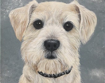 Custom Canvas Pet Portrait Painting 6x6 Your Photo Any Animal Pet Memorial Pet Art Hand Painted by Sharon Lamb SL