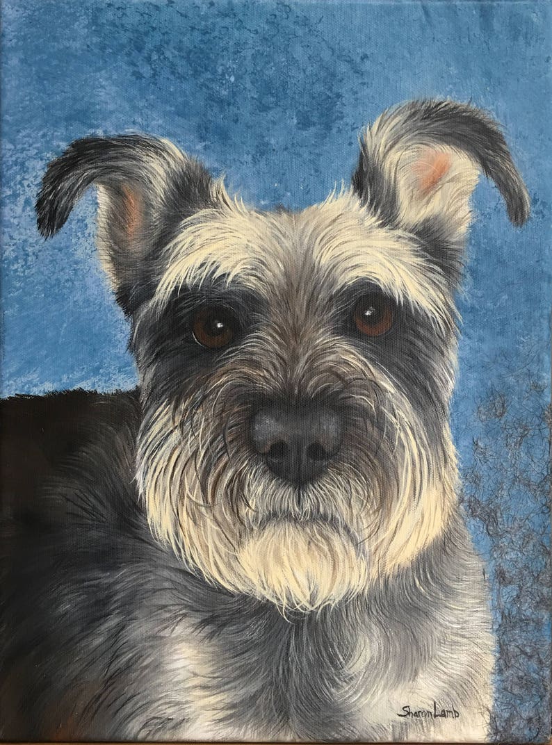 Pet Portrait Painting Custom Pet 8x10 Canvas Art Hand Painted by Sharon Lamb Pet Loss Gift Certificate Pet Lovers Custom Painting image 8