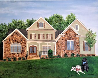 House Home Painting Farm Land Plantation 8x10 Original Commissioned Hand Painted Canvas Art House Art Home Artist Sharon Lamb