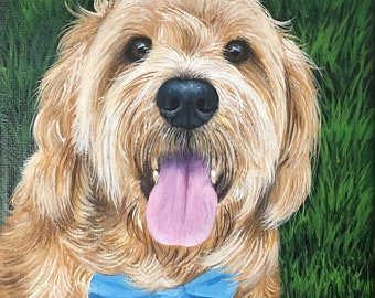 Hand Painted Canvas Pet Portrait Custom Pet Painting Pet Memorial Pet Loss Art Commissions by Sharon Lamb SL