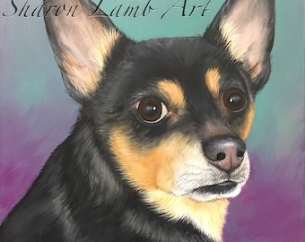 Pet Portrait Hand Painted Canvas Pet Painting Custom 6"x 6" Pet Portrait Animal Art Pet Memorial Art Sharon Lamb SL