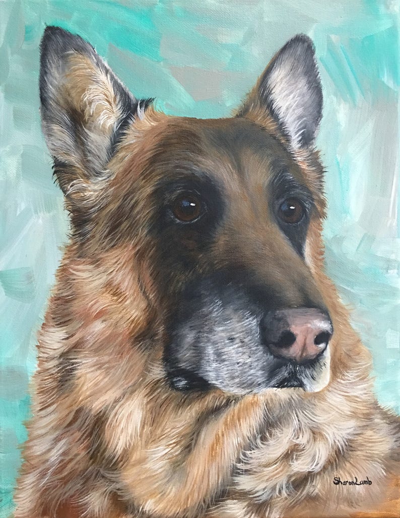 Pet Portrait Painting Custom Pet 8x10 Canvas Art Hand Painted by Sharon Lamb Pet Loss Gift Certificate Pet Lovers Custom Painting image 10