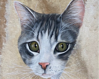 Custom Pet Painting Pet Portrait 6x6 Your Photo Memorial Pet Canvas Art By Sharon Lamb SL