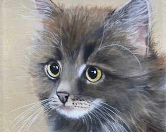 Commission 6x6 Pet Painting Canvas Portrait Memorial Pet Loss Art Custom Paintings by Sharon Lamb SL