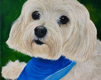 Commission 6x6 Pet Painting Canvas Portrait Memorial Pet Loss Art Custom Paintings by Sharon Lamb SL