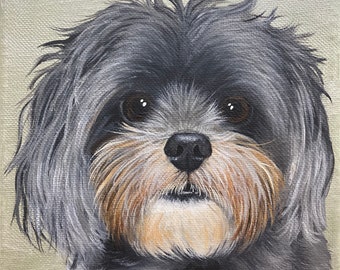 Custom Canvas Pet Portrait Painting 6x6 Your Photo Any Animal Pet Memorial Pet Art Hand Painted by Sharon Lamb SL