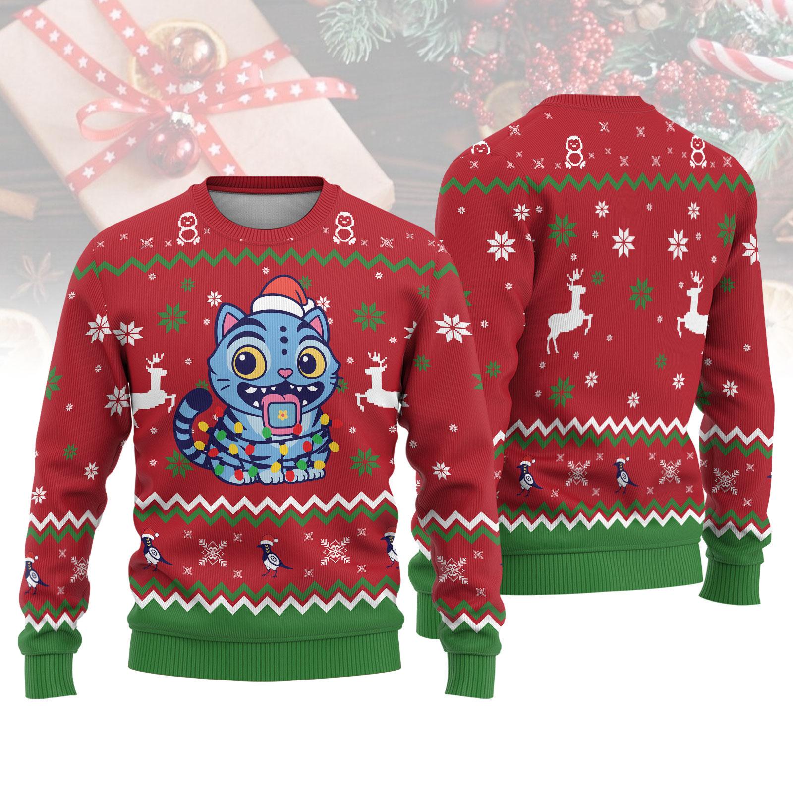 Discover Funny Tiger Kid Ugly Christmas Sweater, Cute Tiger Cosplay Sweater, Demon Hunter Costume, Demon Tiger Shirt, Xmas Gift