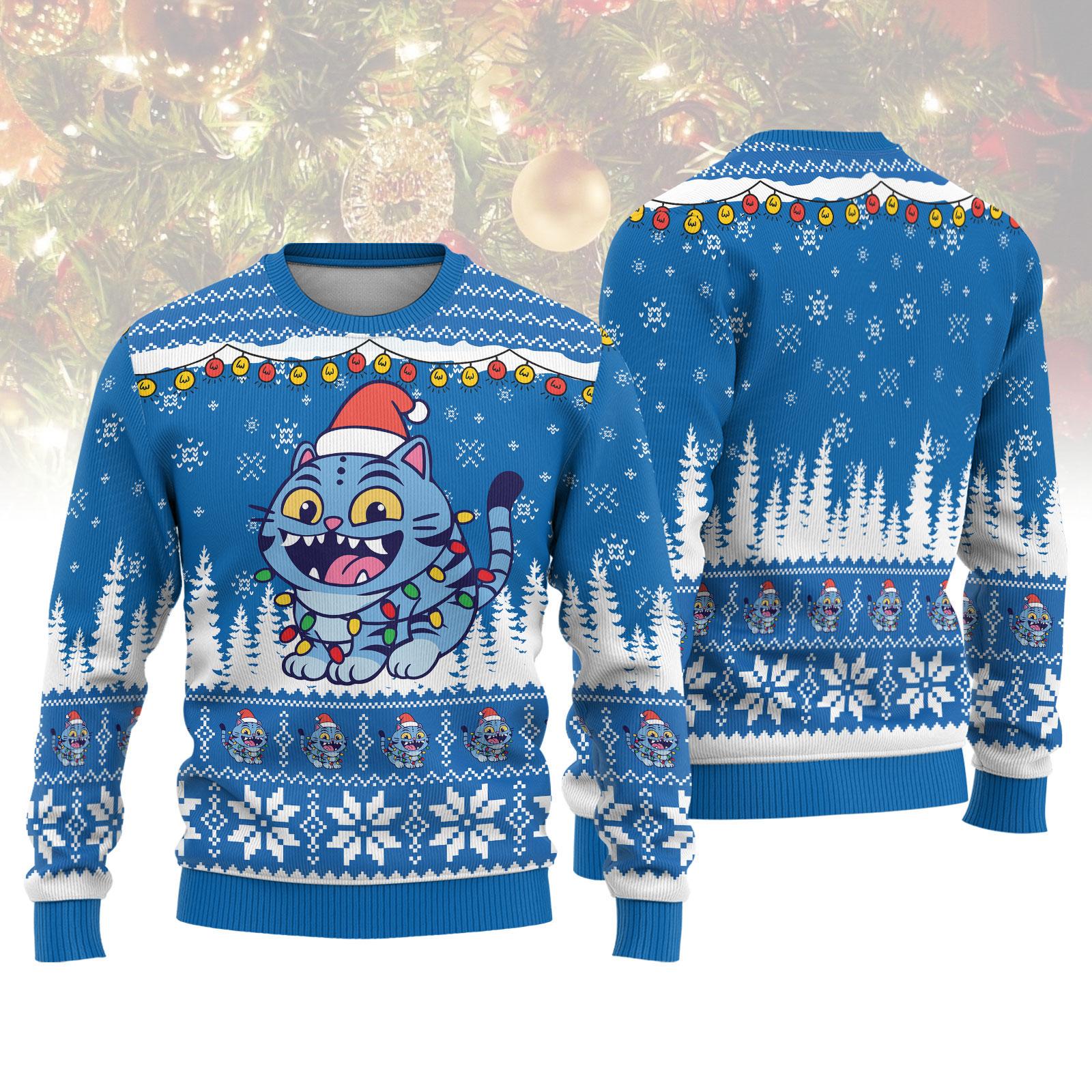 Discover Christmas Tiger Kid Ugly Sweater, Cute Tiger Cosplay Sweater, Demon Hunter Costume, Demon Tiger Shirt, Xmas Gift For Kid