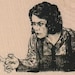 woman with scissors rubber stamps place cards gifts unmounted mounted or cling stamp number18495