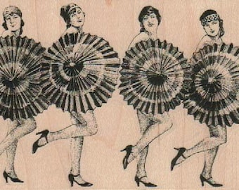 Four Showgirls with Umbrellas   stamp cling stamp, unmounted or wood Mounted   rubber stamp    stamp number 18940