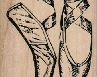 Rubber stamp Ballet slipper  dance  shoes     wood Mounted  scrapbooking supplies number 10118