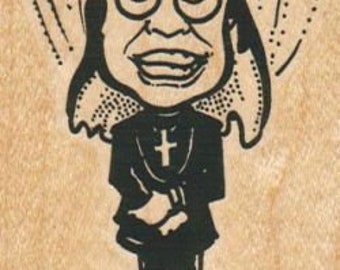 Ozzy nodder Rubber stamp bobble head  5823 rock and roll music  scrapbooking supplies  insect bug moth wings fairy