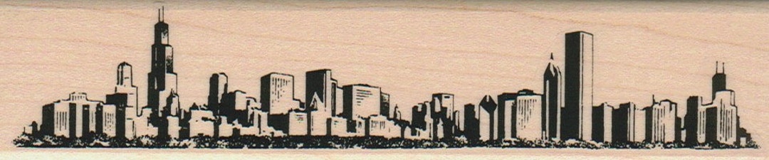 Rubber Stamps Chicago Skyline Cling Stamp, Unmounted or Wood Mounted ...
