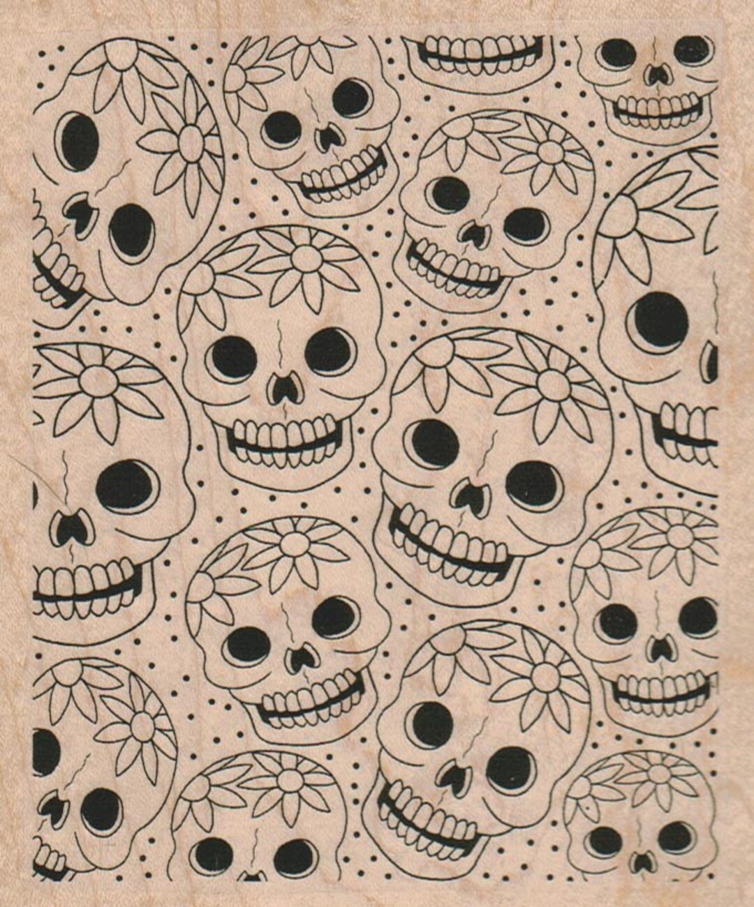 Skulls Background Rubber Stamp Day of the Dead Rubber Stamps - Etsy