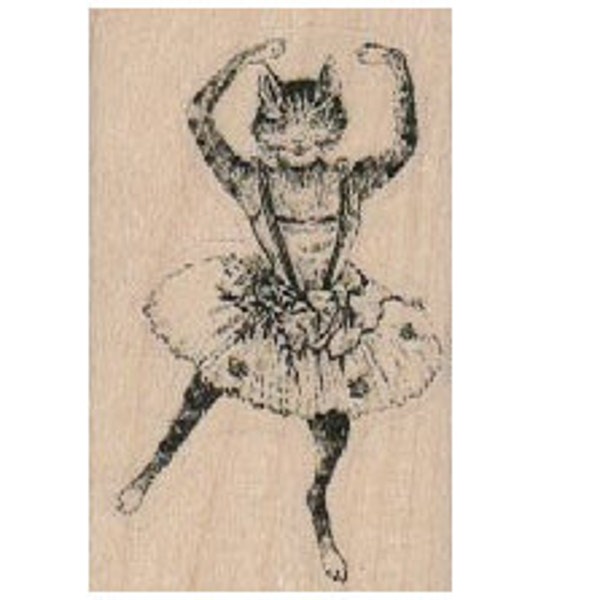 Cat Ballerina rubber stamp, unmounted art and craft supplies   tateam  Item 18539