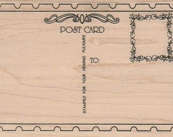 Rubber stamp large post card mail stamps  journaling   journal  6949