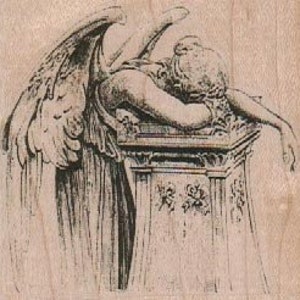 Engel weinend über Säule Gummistempel 19154 Engel, unmontiert oder auf Holz montiert. xx