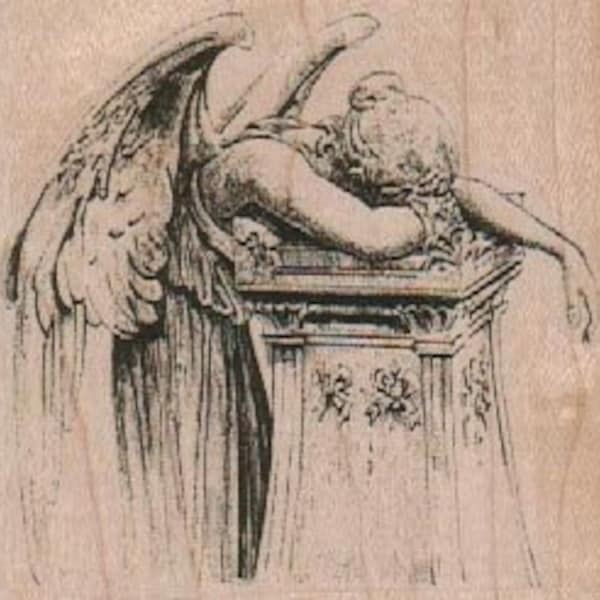 Engel weinend über Säule Gummistempel 19154 Engel, unmontiert oder auf Holz montiert. xx