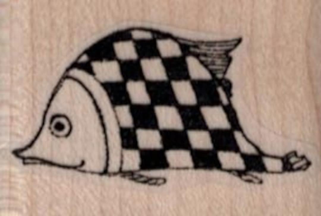 Stuffed Fish Checkers Whimsical Fish Rubber Stamp Checker Original Design Mary Vogel Lozinak ...