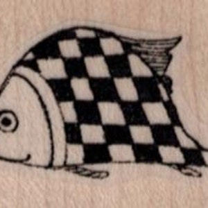 whimsical fish rubber stamp checker original design mary vogel lozinak craft scrapbooking supplies  19528