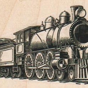 vintage steam Train rubber stamp steampunk unmounted, cling stamp or wood mounted 14929 image 1