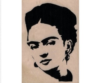 Banksy Frida rubber stamp face portrait woman   crafting scrapbooking supplies 19934 holzstempel