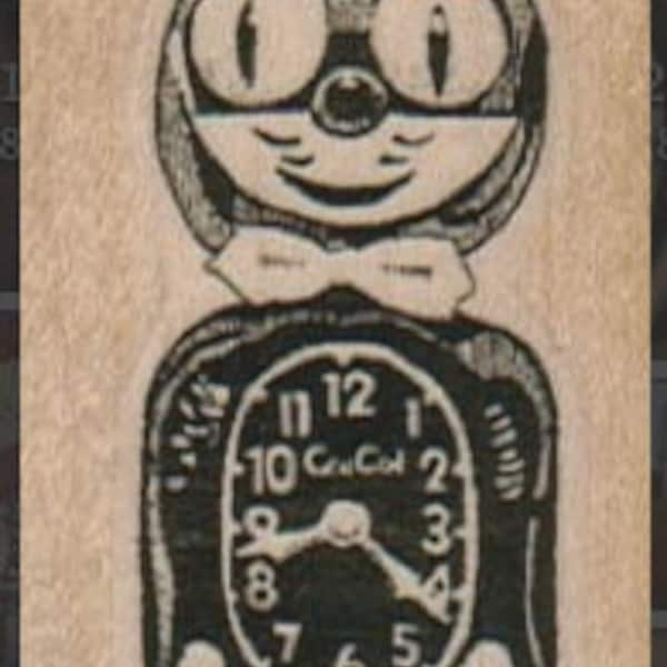 Rubber stamp   Kitten cat clock FELIX stamping  scrapbooking supplies number 7615