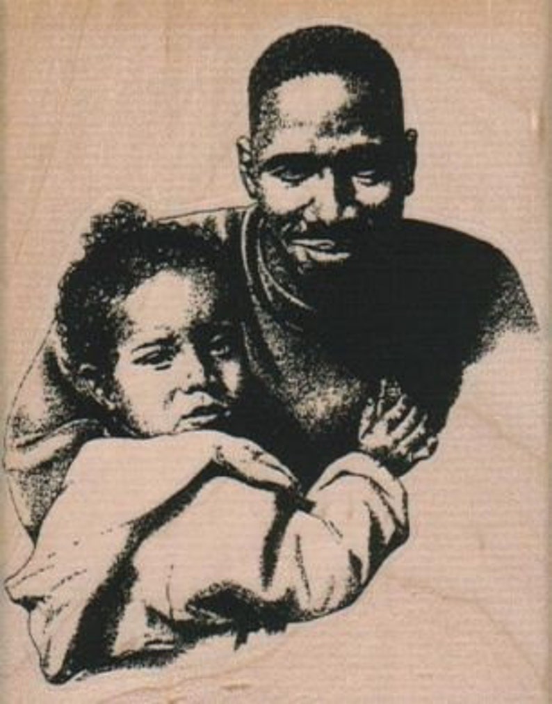 rubber stamp African American woman And Child baby lady girl mother number 16249