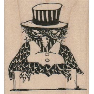 Steampunk Owl Stamp whimsical  Rubber Stamp by Mary Vogel Lozinak  owl on a box18300