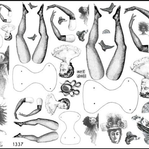 Art Doll Paper Doll Rubber Stamps 1337 Plate of Rubber Stamps Etsy