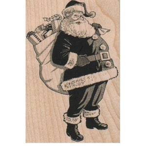 Large Christmas Santa Claus rubber stamp dancing  crafting scrapbooking supplies  St. Nick 17966 holzstempel