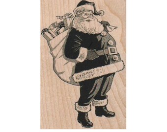 Large Christmas Santa Claus rubber stamp dancing  crafting scrapbooking supplies  St. Nick 17966 holzstempel