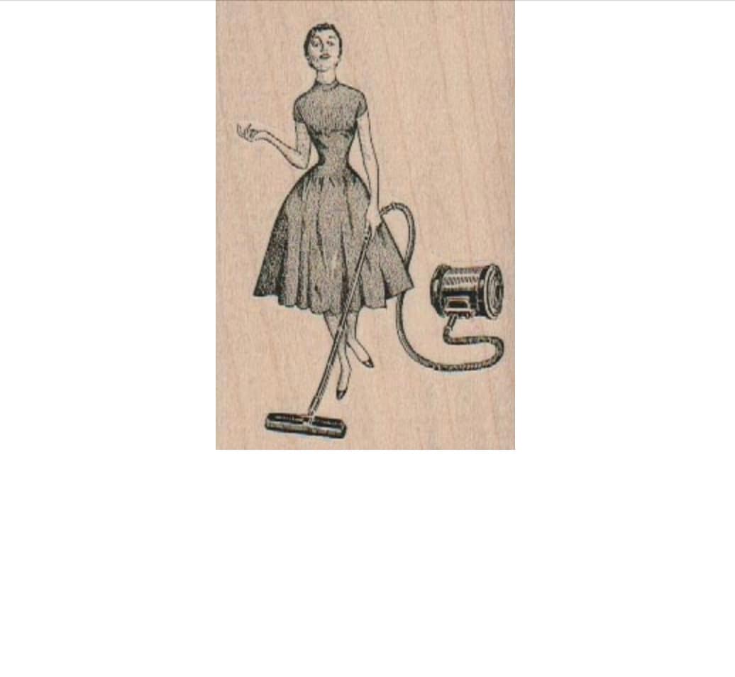 Mujer aspiradora sellos de goma limpiadora retro 1950 ama de casa dama  17935 tatuaje, image size:1036x954