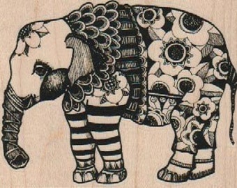 Whimsical Elephant zentangle rubber Stamp whimsical by Mary Vogel Lozinak  19219